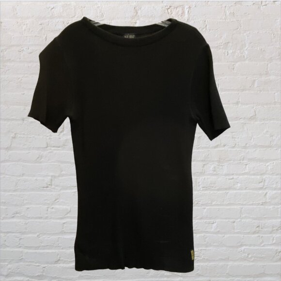 ARMANI JEANS -- Men's Black T-Shirt, Short Sleeved, Fitted, Designer - Picture 3 of 9